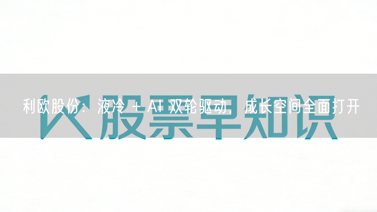 利欧股份：液冷 + AI 双轮驱动，成长空间全面打开