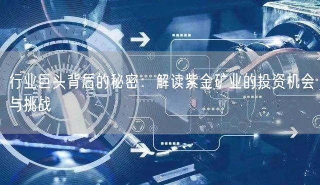 行业巨头背后的秘密：解读紫金矿业的投资机会与挑战